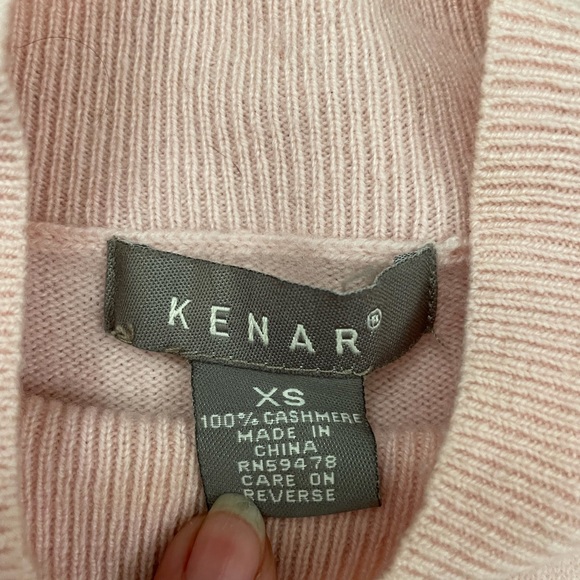 Kenar Short Sleeve Cashmere Pastel Pink Sweater with Rhinestone Details - Picture 3 of 7